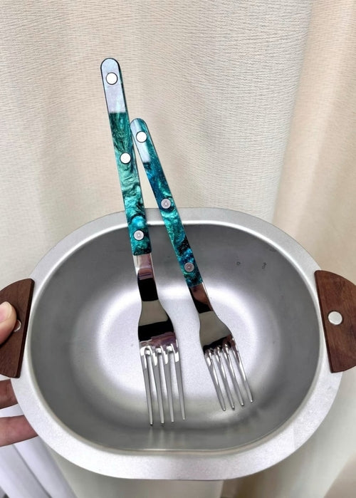 Set Of 10 Pcs Modern Elegant Terra Flatware - Bistrot Style Cutlery