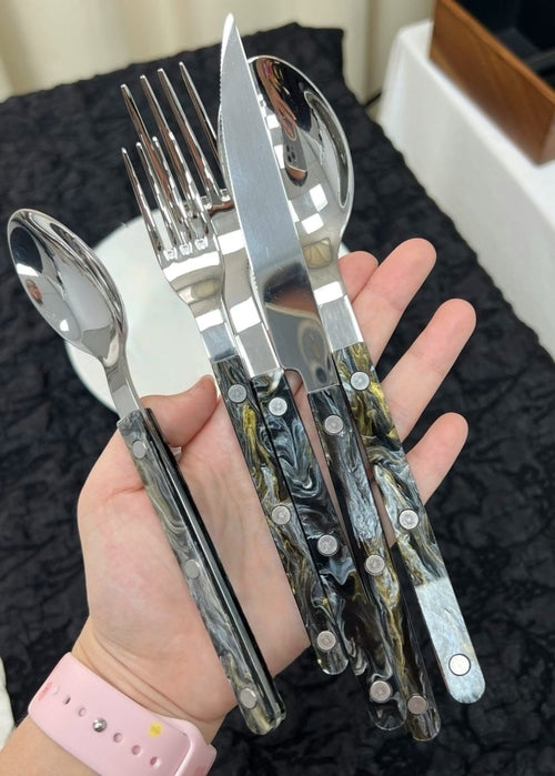 Set Of 10 Pcs Modern Elegant Terra Flatware - Bistrot Style Cutlery