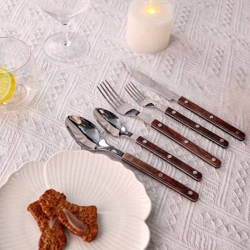 Set Of 10 Pcs Modern Nebula Cutlery, Bistrot Style Rivet Flatware Set