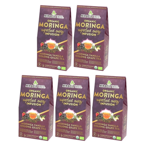 Organic Moringa Energy Tea - Vanilla Oolong Grape - Natural Coffee